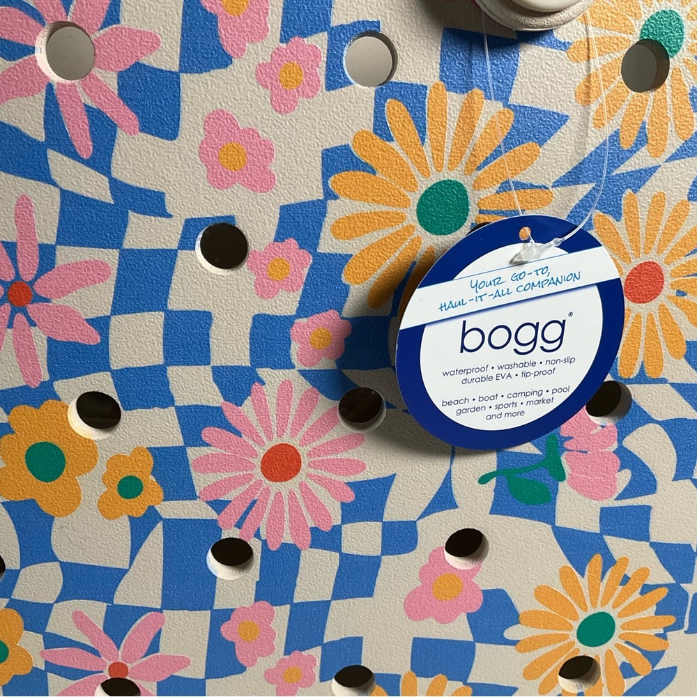 NWT Baby BOGG Bag- Blue Saffron Check’er Out Floral Tote - Picture 7 of 8